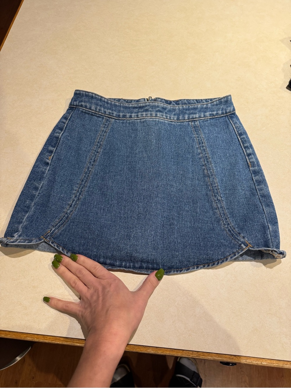 PacSun Blue Denim Mini Skirt - Curved Hem A-Line
